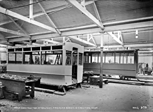 Workplace Prints: Tram Construction at Belfast, Tramcar Bodies in Erecting Sho