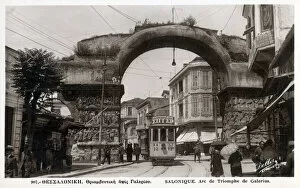 Masonry Collection: Tram passing beneath the 4th century Triumphal Arch of Galerius