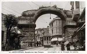 Tram passing beneath the 4th century Triumphal Arch of Galerius Tram passing beneath the 4th century Triumphal Arch of Galerius