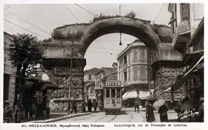 Rotunda Prints: Tram passing beneath the 4th century Triumphal Arch of Galerius