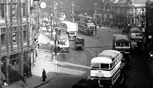 Tramways Collection: Trams and buses in Burnley, possibly 1930s