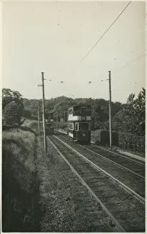 Trams, Netheroyd Hill, Huddersfield, Yorkshire, England. Date: 1937