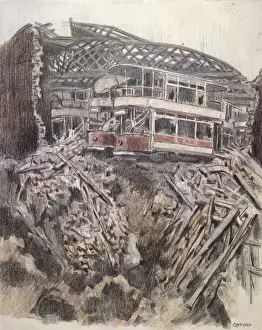 Crayon Prints: A Tramway Depot, Belfast