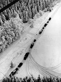 Ardennes Gallery: US Transport column during Battle of the Bulge