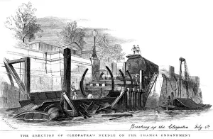 Embankment Prints: Transporting the obelisk: Cleopatras needle erected, London