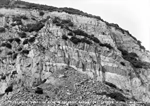 Strata Prints: Transverse Dykes Or Sills in Triassic Sandstone, Scrabo