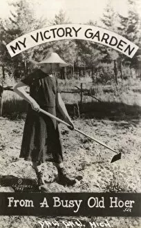 Transvestism Collection: Transvestite hoeing his Victory Garden
