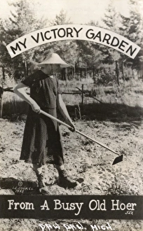 Transvestism Collection: Transvestite hoeing his Victory Garden