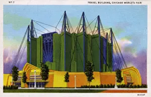 Jul17 Prints: Travel Building - Chicago Worlds Fair, Illinois, USA