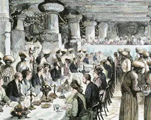 Diners Prints: Travel to India of the Prince of Wales. Gala Dinner held in