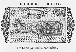 1550s Prints: Travellers defending themselves from wolves