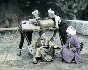 Attendants Prints: Travelling chair resting, Japan
