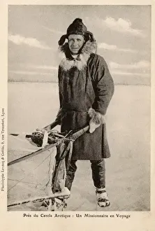 Alaskan Prints: Travelling Christian Missionary and his sled - Alaska, USA