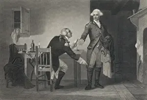 Treason Prints: Treason of Arnold. Arnold persuades Andre to conceal the pap
