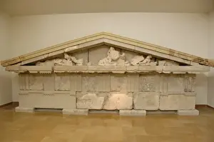 Archaic Prints: Treasury of Megara. Limestone pediment depicting a scene fro