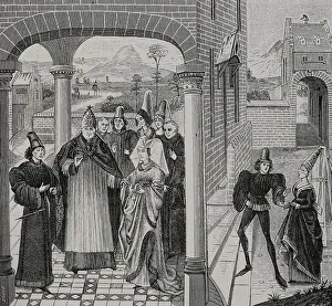 Alsace Prints: Treaty of Arras. Concluded in October 1191. Engraving