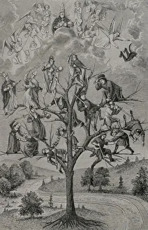 Jules Prints: The Tree of Battles. Allegorical engraving representing