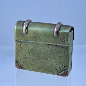 Images Dated 25th January 2012: Trench Art lighter in the shape of a book, WW1