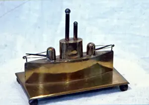 Layer Prints: Trench Art model of a British mine layer, WW1