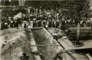Maillot Prints: Trenches dug in street, Porte Maillot, Paris, France, WW1