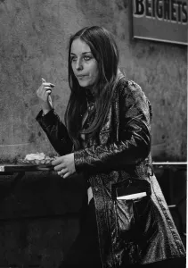 Trendy Prints: Trendy young woman in a cafe in Nice, France