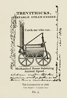 Trevithicks Prints: Trevithicks portable steam engine - Catch me who can