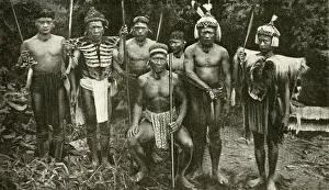 Images Dated 7th August 2018: Tribal chief and his bodyguards, Borneo, SE Asia