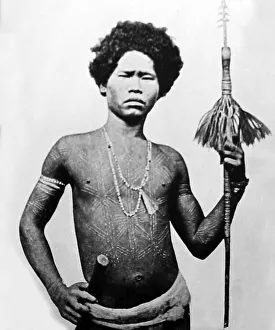 Tribesman Prints: A tribal warrior or hunter, Victorian period