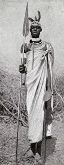 Equatorial Collection: Tribesman with his spear, French Congo, Central Africa