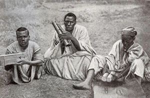Images Dated 4th September 2018: Tribesmen with instruments, Cameroon, Central West Africa