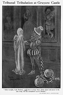 Tribunal Prints: Tribunal Tribulation at Gruyere Castle, by Bairnsfather