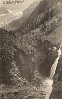 Water Fall Prints: Trient Glacier and a waterfall