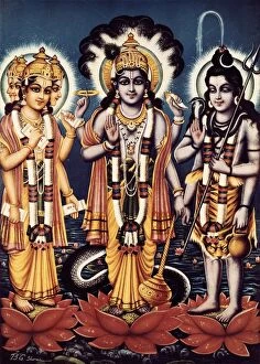 Miniatures Collection: Trimurti ( three forms in Sanskrit) of Brahma