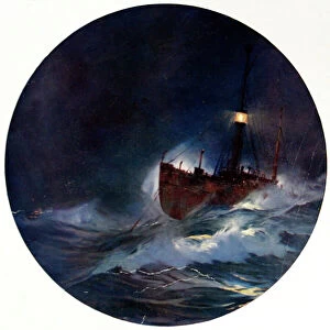 Images Dated 30th May 2004: A Trinity House Lightship on a stormy night, early 20th cent