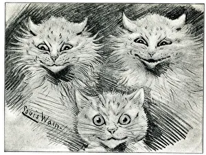 Images Dated 12th September 2019: Trio of Cats - Mr Louis Wain at Home