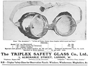 Triplex Prints: Triplex Safety Glass Aircraft Windscreens & Goggles 1916