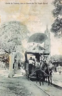 Tripoli Prints: Tripoli, Lebanon - Double-decker Horse Tram