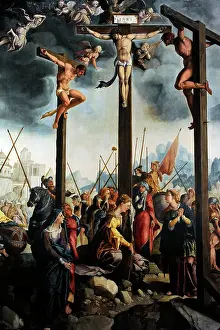 Crucifixion Prints: Triptych of the Crucifixion, 1535, by Jan van Scorel (1495-1)