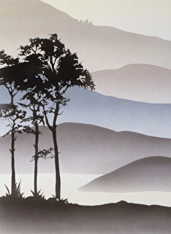 Silhouettes Collection: Triptych Landscape - Mountain Lake - Left