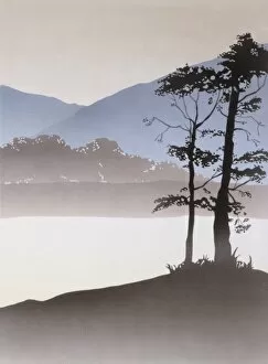 Silhouettes Collection: Triptych Landscape - Mountain Lake - Right