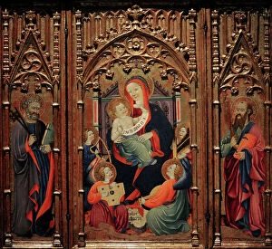 Angels Collection: Triptych of Virgin and Child with Musician Angels