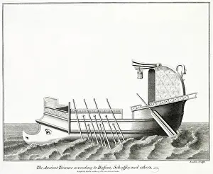 Steering Prints: A TRIREME (three banks of oars) The larger oar at the stern is for steering ; note also the lantern