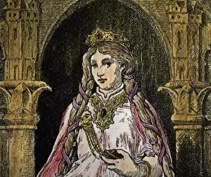 Iseult Prints: Tristan and Iseult. Princess Iseult. Engraving. Color, 1882