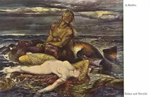 Nymphs Gallery: Triton and Nereid by Arnold Bocklin - Symbolist Painting