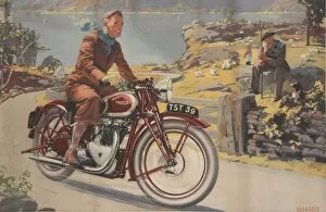 Highlands Collection: Triumph motorcyclist in Scotland