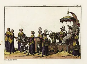 A triumphal carriage with female reapers holding scythes A triumphal carriage with female reapers holding scythes