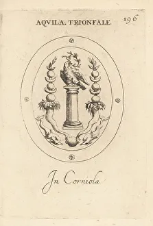 Dolphins Prints: Triumphal eagle with laurel wreath on a column