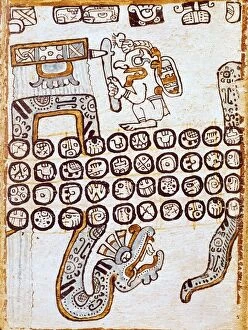 Mexicans Collection: Trocortesian or Madrid Codex. s. XIV. Detail. Maya