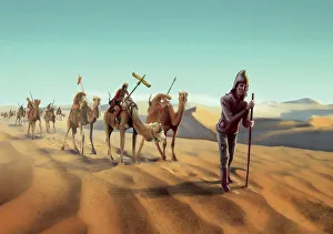 Images Dated 13th February 2020: Troop of Darius the Great struggling in a desert