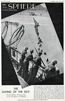 Beaches Collection: Troops wading out to embark at Dunkirk, WW2
